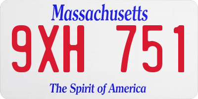 MA license plate 9XH751