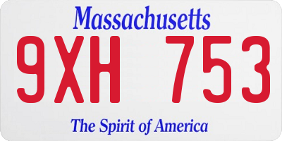 MA license plate 9XH753