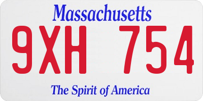 MA license plate 9XH754