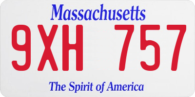 MA license plate 9XH757
