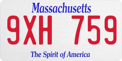 MA license plate 9XH759