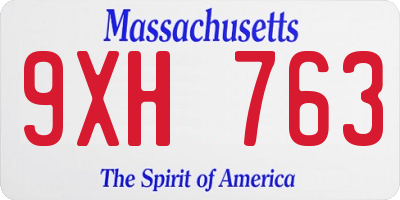 MA license plate 9XH763