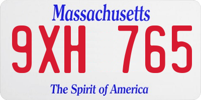 MA license plate 9XH765