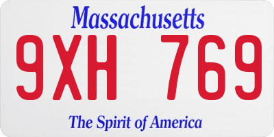 MA license plate 9XH769