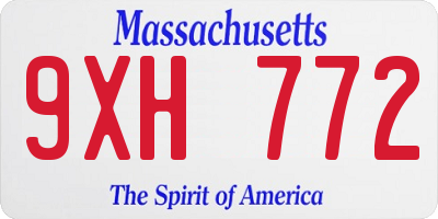 MA license plate 9XH772