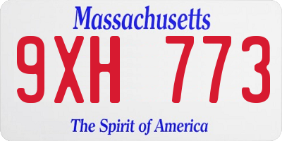 MA license plate 9XH773