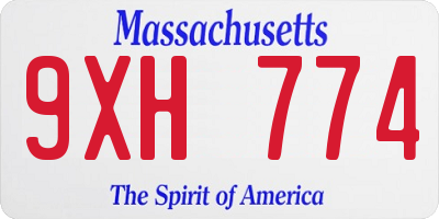 MA license plate 9XH774