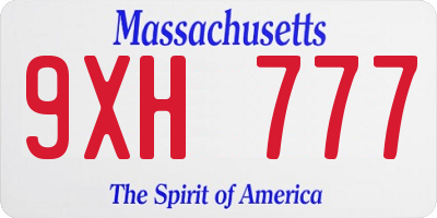 MA license plate 9XH777