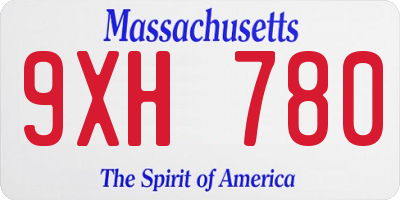 MA license plate 9XH780