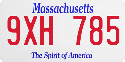 MA license plate 9XH785