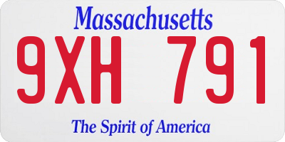 MA license plate 9XH791