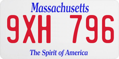 MA license plate 9XH796