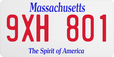 MA license plate 9XH801