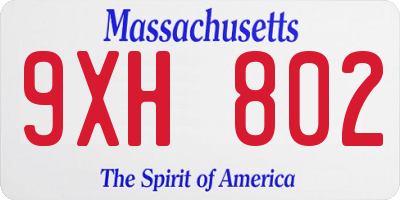 MA license plate 9XH802