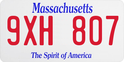 MA license plate 9XH807