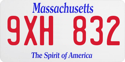 MA license plate 9XH832