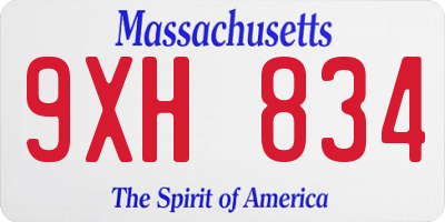 MA license plate 9XH834