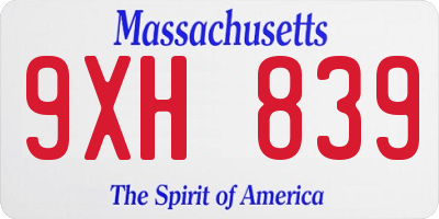 MA license plate 9XH839