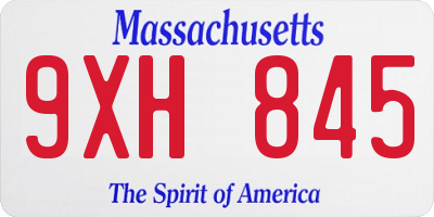 MA license plate 9XH845