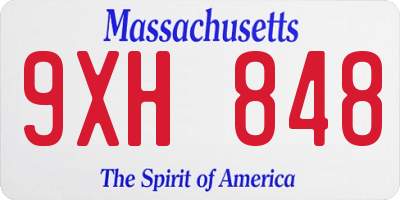 MA license plate 9XH848