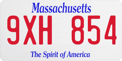 MA license plate 9XH854