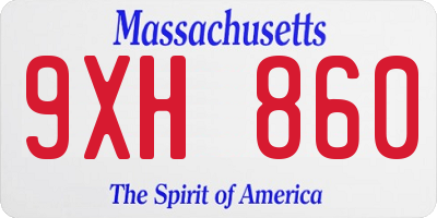 MA license plate 9XH860