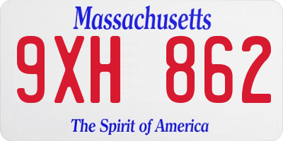MA license plate 9XH862