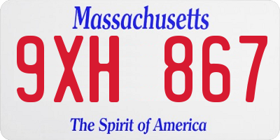 MA license plate 9XH867
