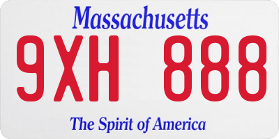 MA license plate 9XH888