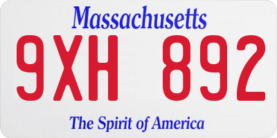 MA license plate 9XH892