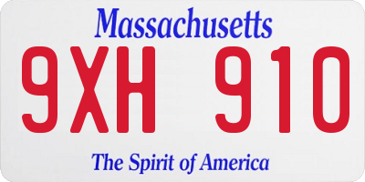 MA license plate 9XH910