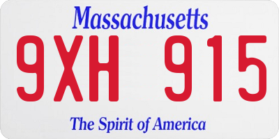 MA license plate 9XH915