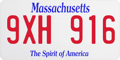 MA license plate 9XH916