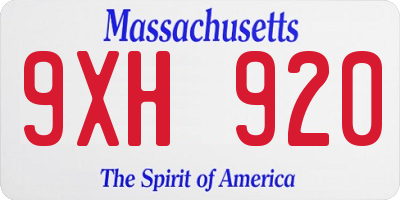 MA license plate 9XH920