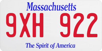 MA license plate 9XH922