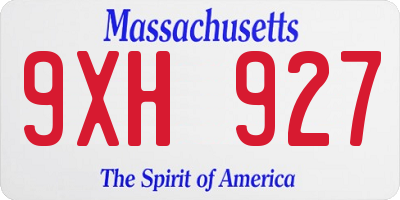 MA license plate 9XH927