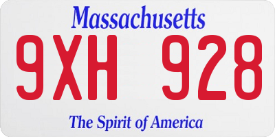 MA license plate 9XH928