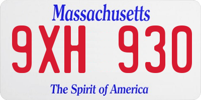 MA license plate 9XH930
