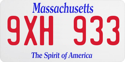 MA license plate 9XH933