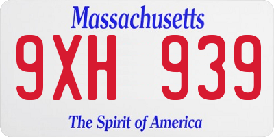 MA license plate 9XH939