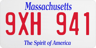 MA license plate 9XH941