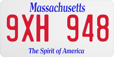MA license plate 9XH948