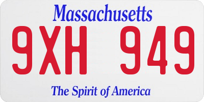MA license plate 9XH949