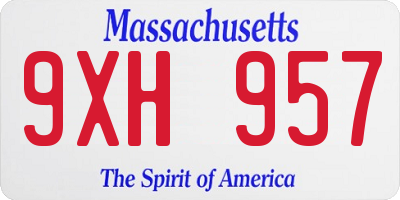 MA license plate 9XH957