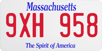 MA license plate 9XH958