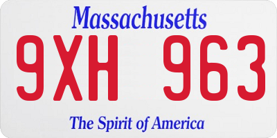 MA license plate 9XH963