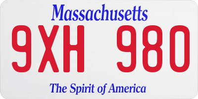 MA license plate 9XH980