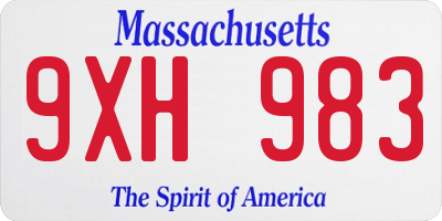 MA license plate 9XH983