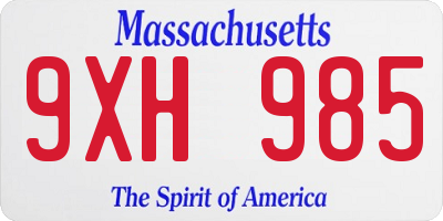 MA license plate 9XH985