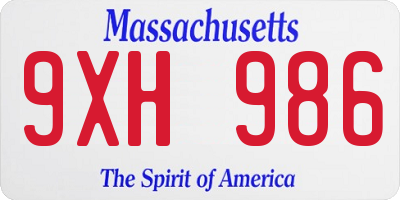 MA license plate 9XH986